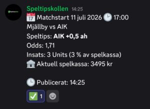Speltips 11/7 15:00 Mjällby vs AIK