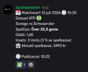 Speltips 13/7 10:35 Gstaad ATP