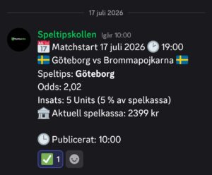 Speltips 17/7 19:00 Göteborg vs Brommapojkarna