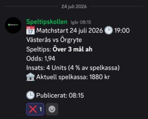 Speltips Vs västerås vs Örgryte
