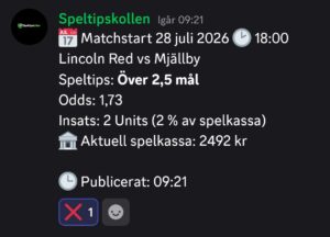 Speltips Lincoln Red vs mjällby