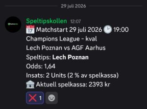 Speltips lech poznan vs agf aarhus