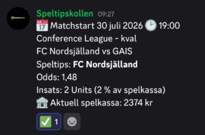Speltips FC Nordsjälland vs GAIS