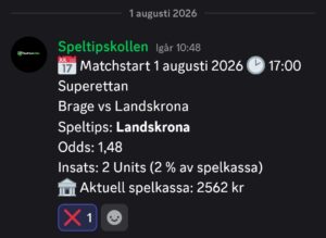 Speltips Brage vs Landskrona