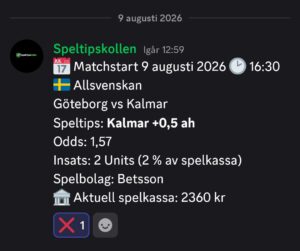 Speltips Göteborg vs Kalmar