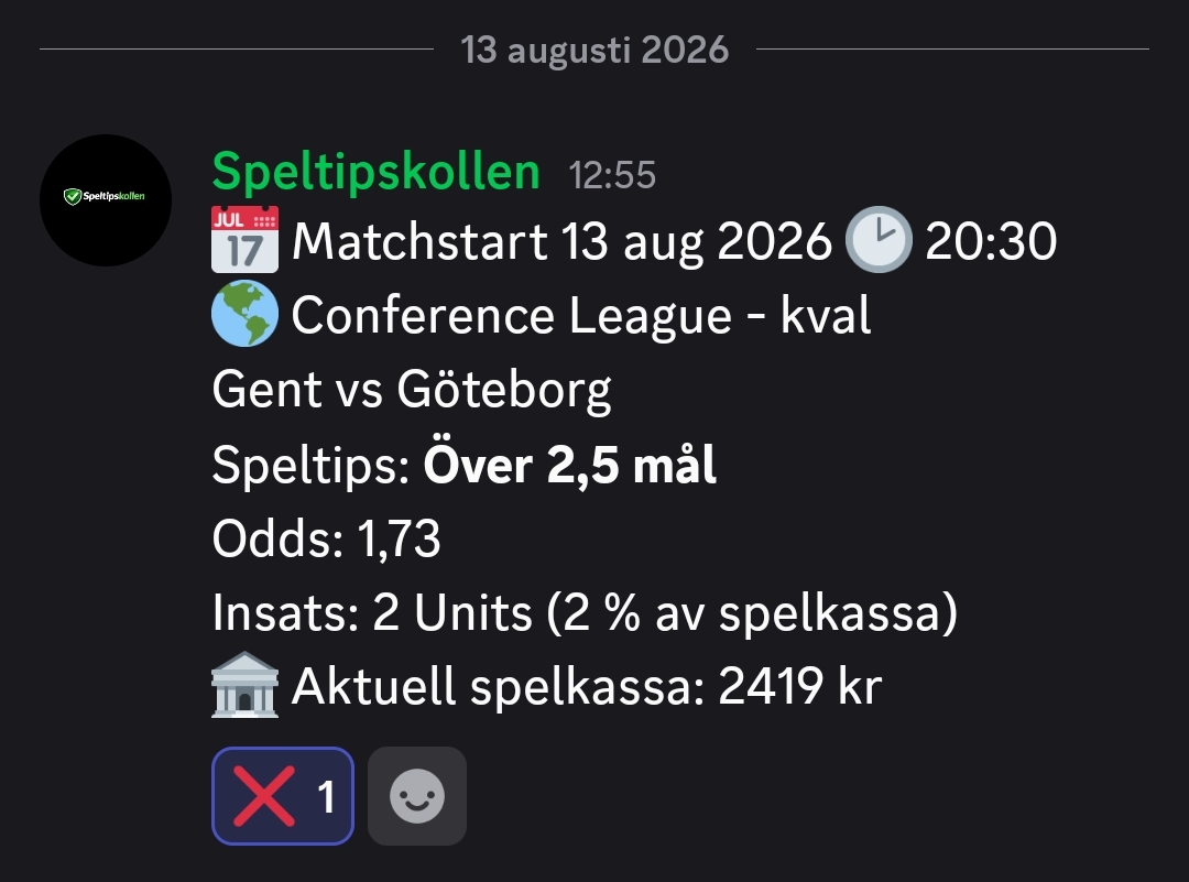 Speltips Gent vs Göteborg