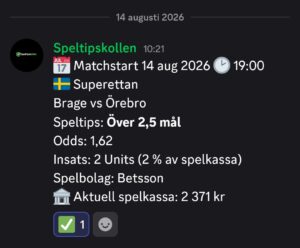 14/8 19:00 Speltips Brage vs Örebro