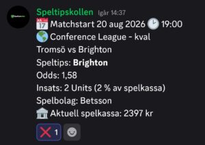 Speltips Tromsö vs Brighton