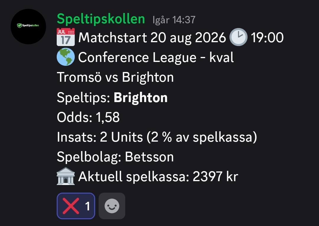 Speltips Tromsö vs Brighton