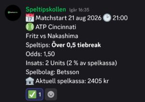 Speltips ATP Cincinnati