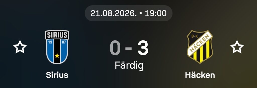 Speltips Sirius vs Häcken