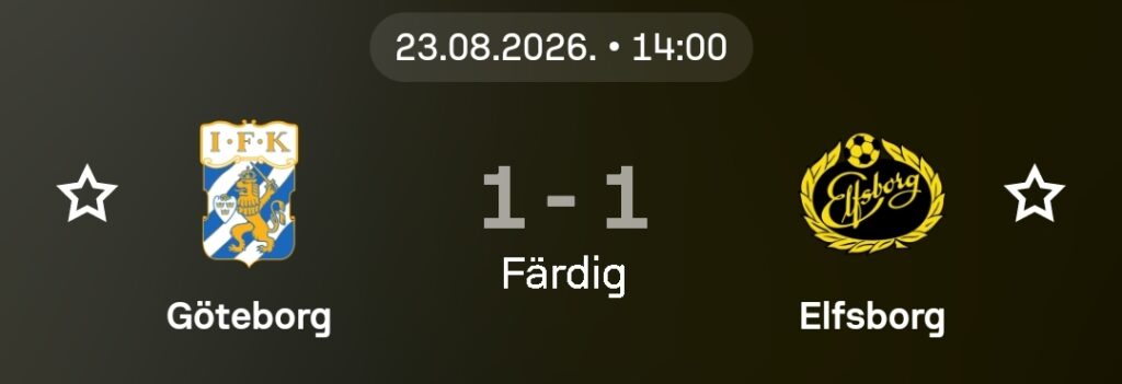 Speltips Göteborg vs Elfsborg