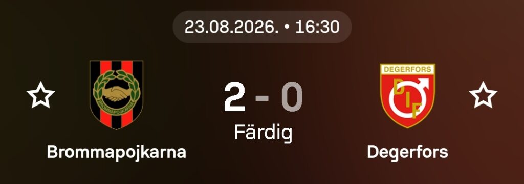Brommapojkarna vs Degerfors 
