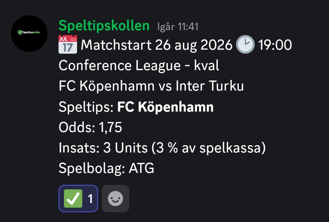 Speltips FC Köpenhamn vs Inter Turku