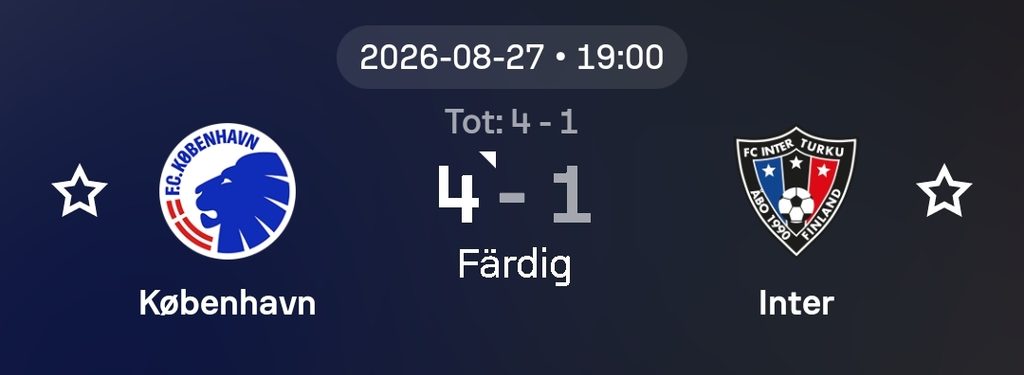 Speltips FC Köpenhamn vs Inter Turku