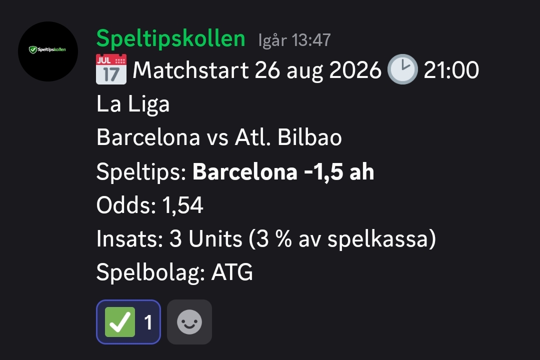 Speltips Barcelona vs Atl. Bilbao