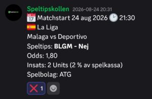 Speltips Malaga vs Deportivo