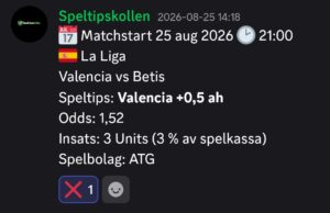 Speltips Valencia vs Betis