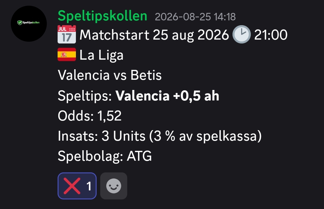 Speltips Valencia vs Betis