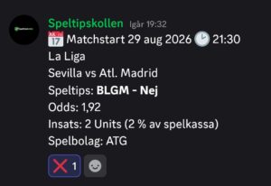 Speltips Sevilla vs Atl. Madrid