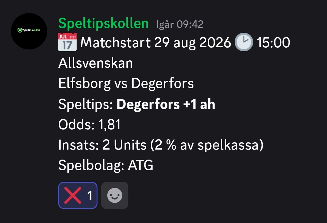 Speltips Elfsborg vs Degerfors