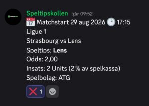Speltips Strasbourg vs Lens