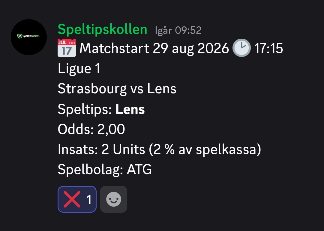 Speltips Strasbourg vs Lens