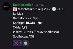Speltips Barcelona vs Rayo