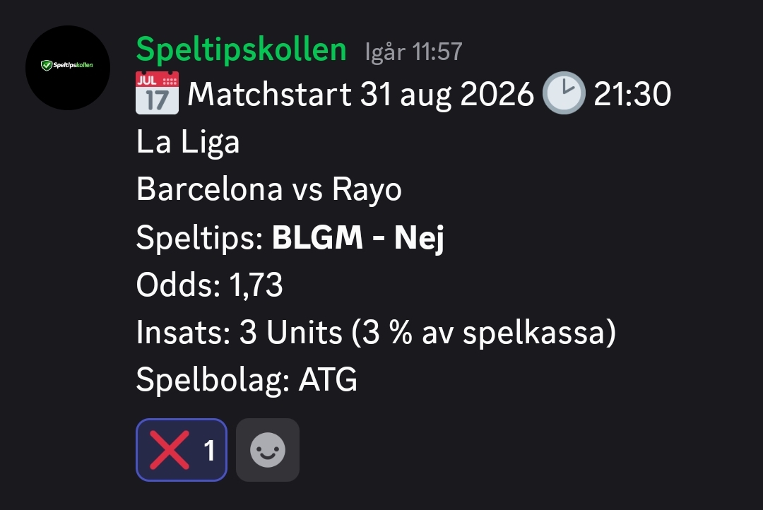 Speltips Barcelona vs Rayo