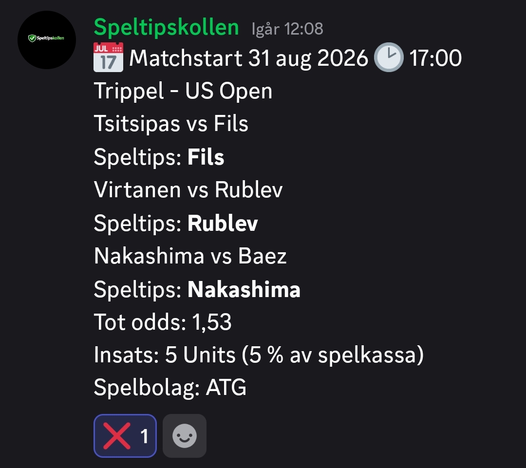 Speltips Trippel - US Open