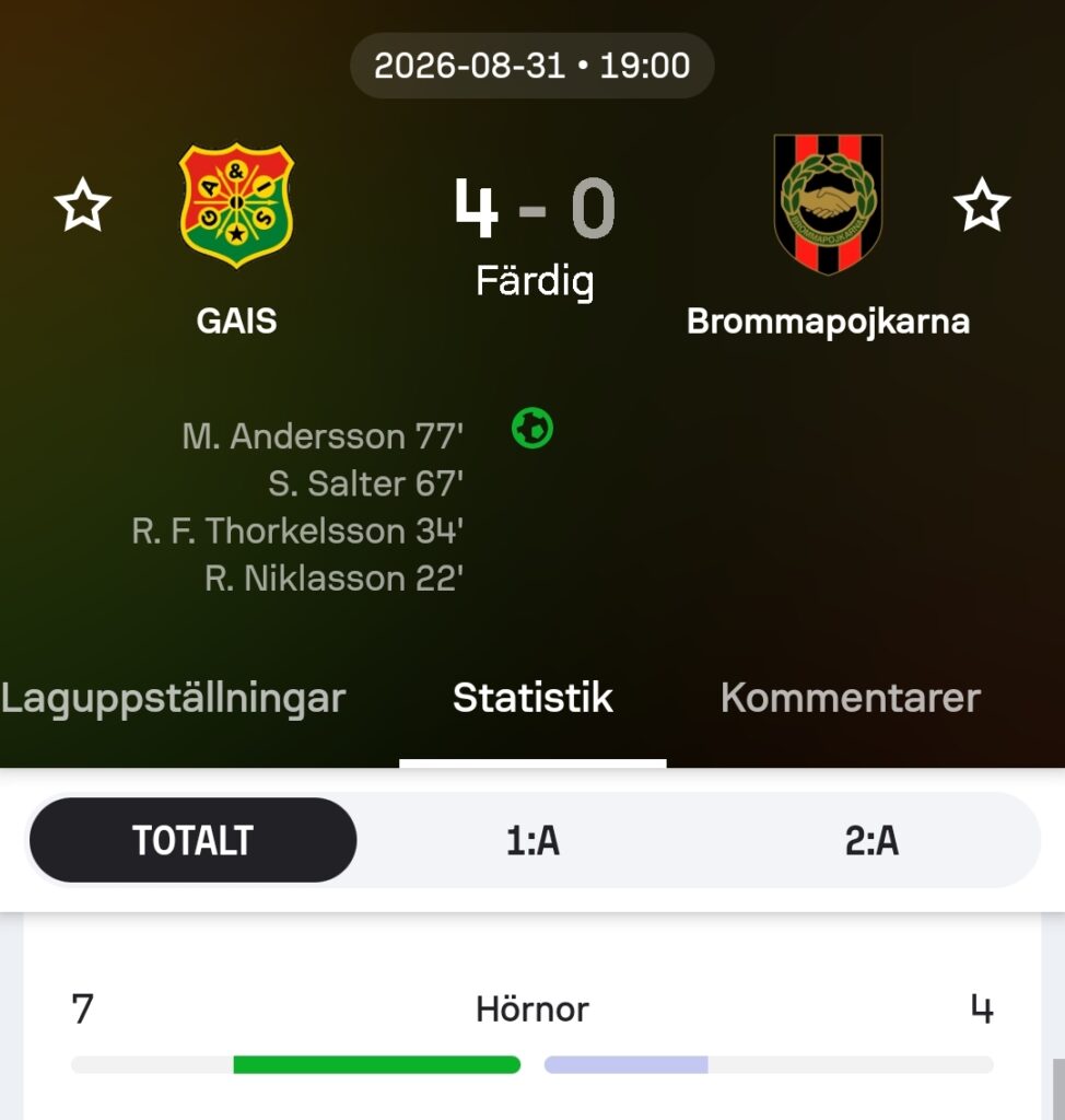 Gais vs Brommapojkarna