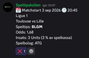 Speltips Toulouse vs Lille