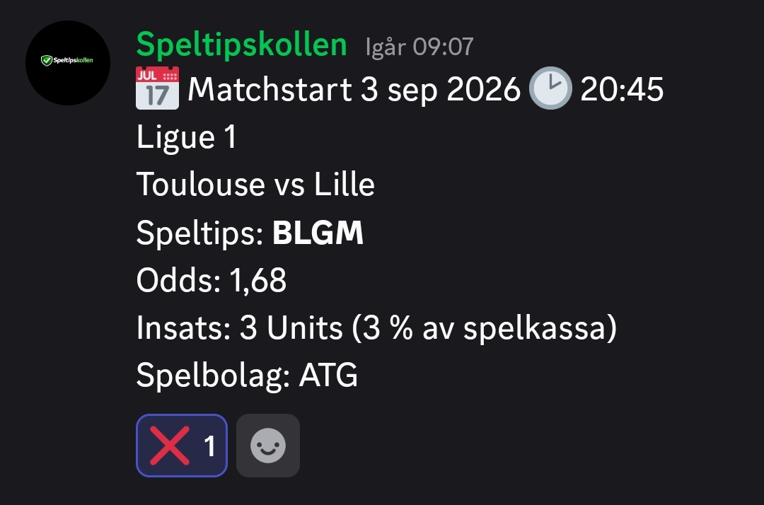 Speltips Toulouse vs Lille