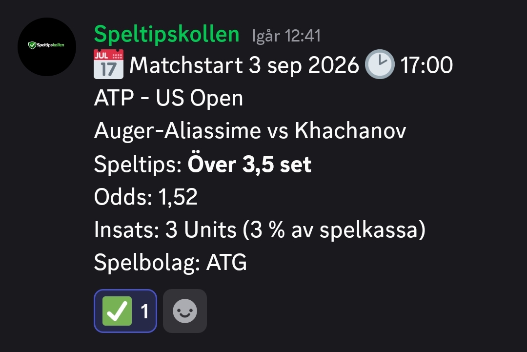Speltips ATP Us Open