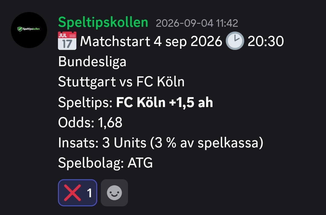 Speltips Stuttgart vs FC Köln