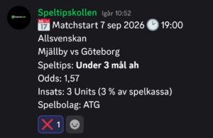 Speltips Mjällby vs Göteborg