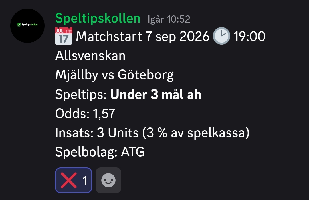 Speltips Mjällby vs Göteborg