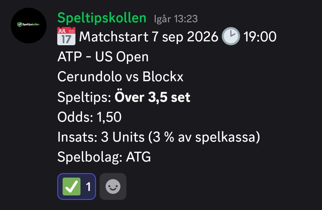 Speltips Cerundolo vs Blockx