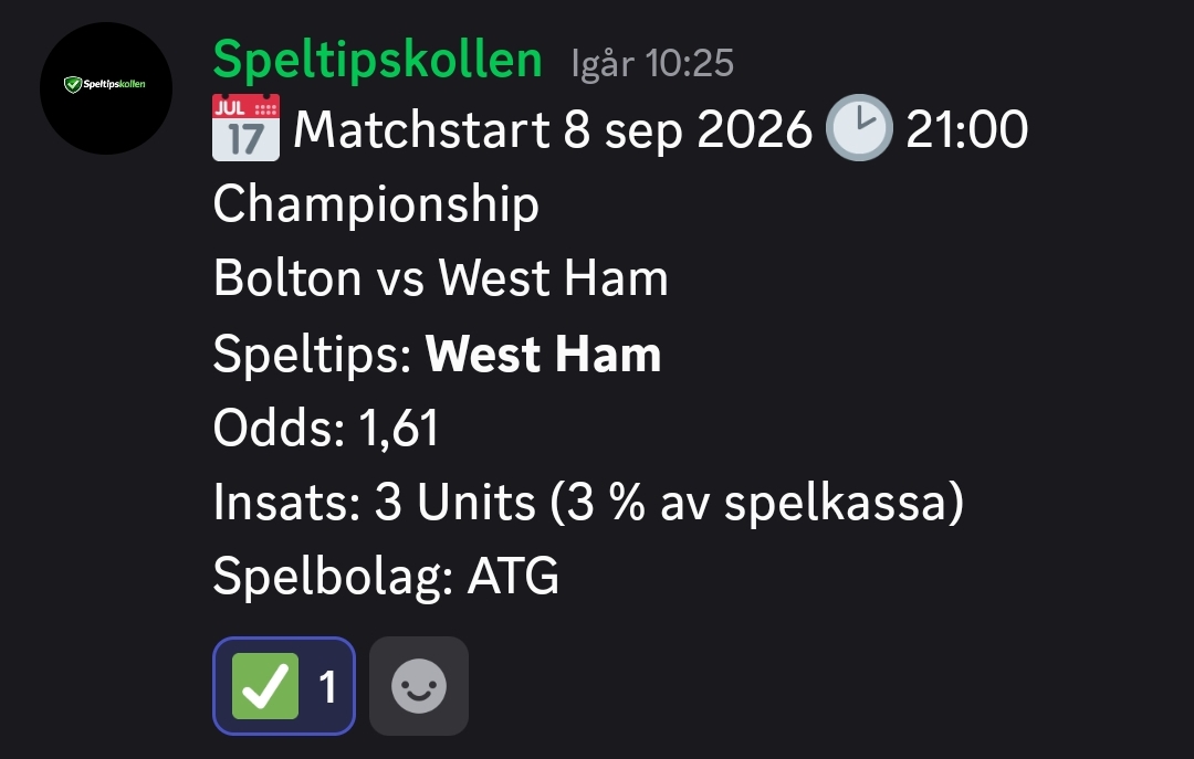 Speltips Bolton vs West Ham