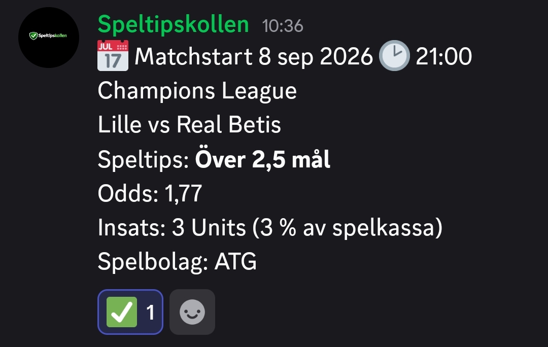Speltips Lille vs Real Betis