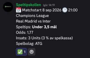 Speltips Real Madrid vs Inter