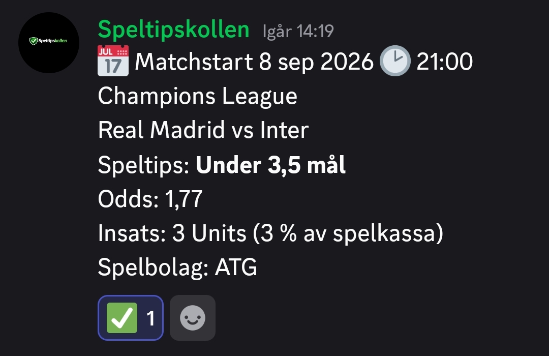 Speltips Real Madrid vs Inter