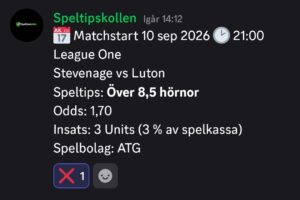 Speltips Stevenage vs Luton