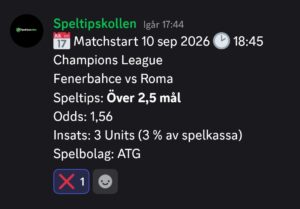 Speltips Fenerbahce vs Roma
