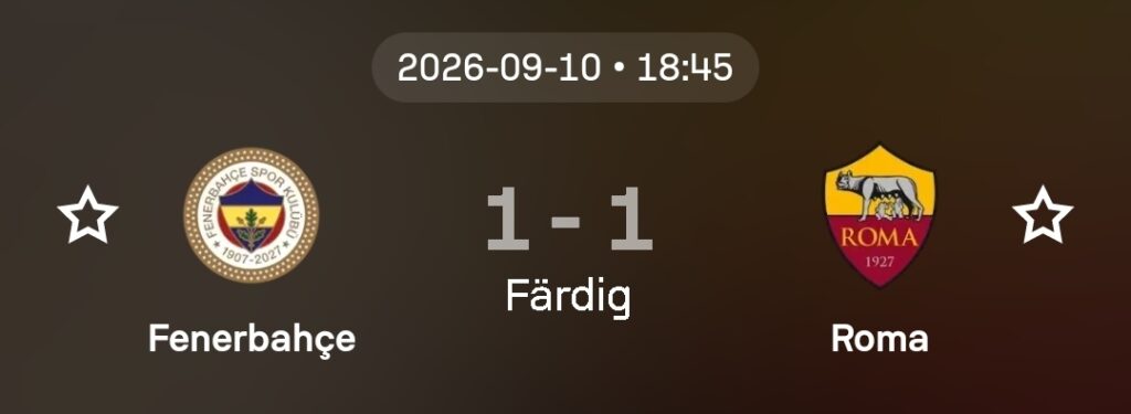 Speltips Fenerbahce vs Roma
