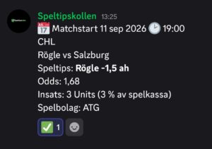 Speltips Rögle vs Salzburg
