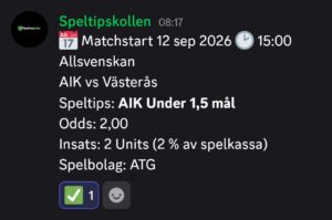 Speltips AIK vs Västerås
