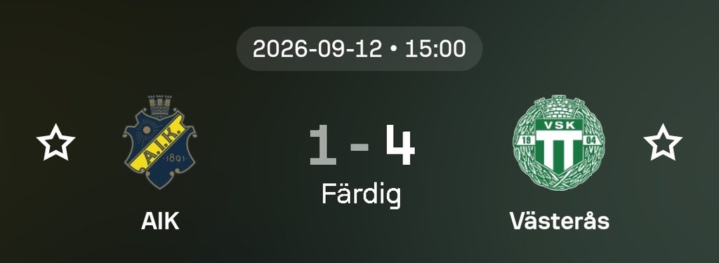 Speltips AIK vs Västerås