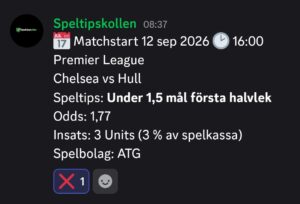 Speltips Chelsea vs Hull