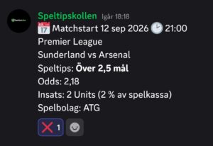 Speltips Sunderland vs Arsenal